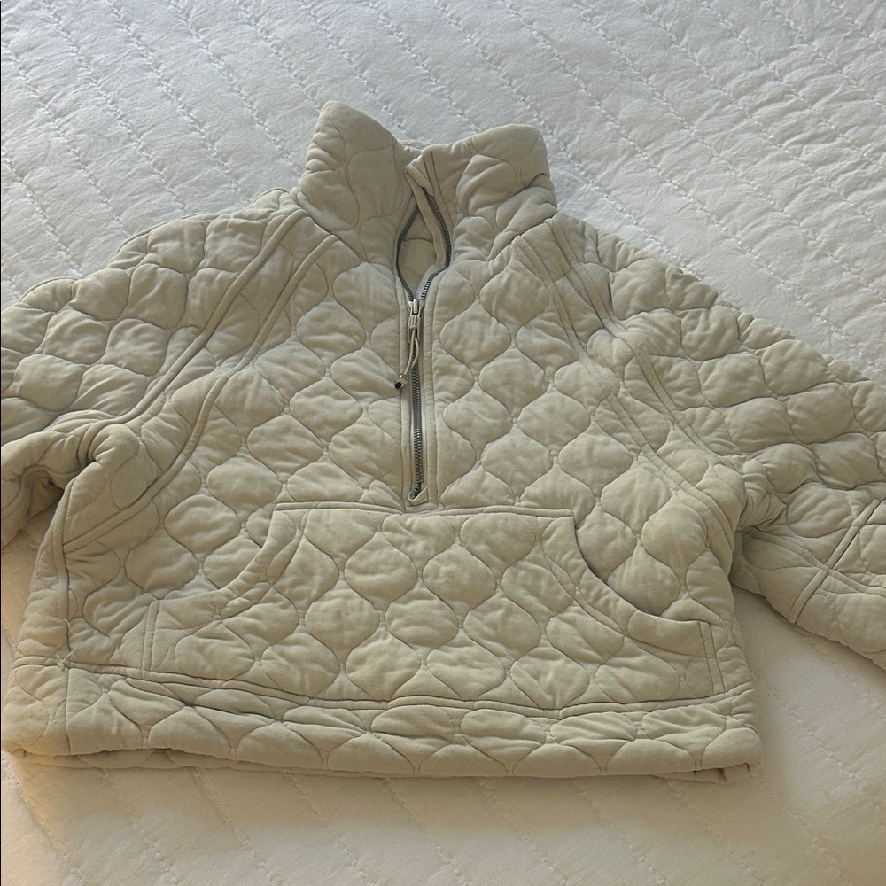 lululemon athletica Quilted Half-Zip Pullover Jacket in Light Beige